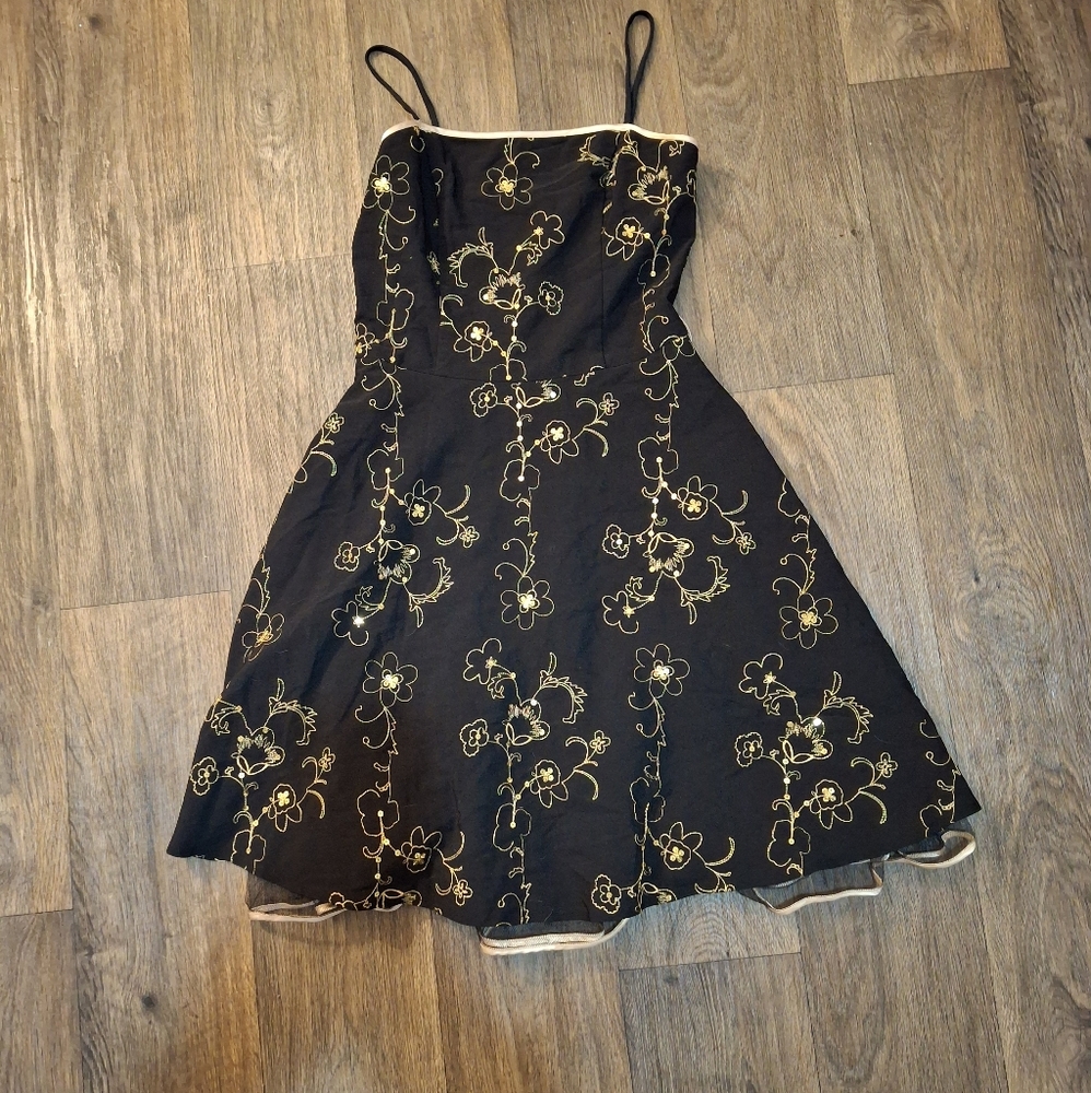 Vintage Y2K Steppin Out Embroidered Sequin Mini Ruffle Dress. - Picture 1 of 14
